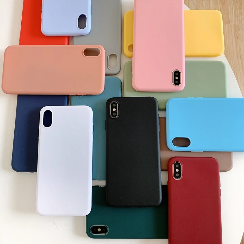 Мягкий силиконовый резиновый чехол для телефона Etui iPhone 6, 6 S, 7, 8 Plus, X, XS, XR, XS Max 11 Pro, карамельный чехол из ТПУ