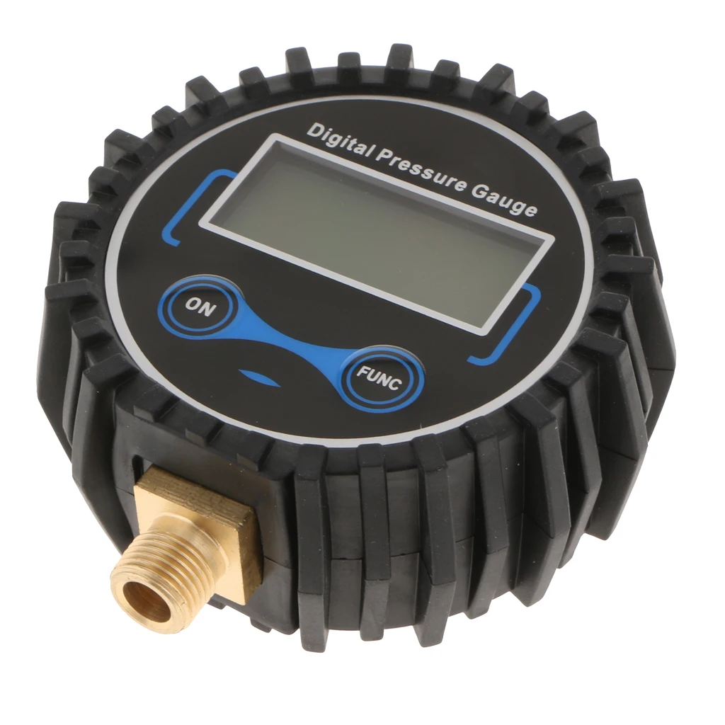 200PSI Digital Tire Inflator Pressure Gauge with Quick Connector Plug Black