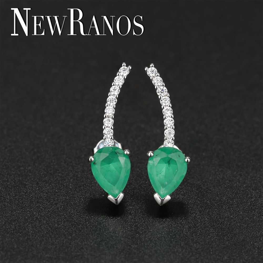 Серьги-гвоздики Newranos с зелеными искусственными камнями циркониевые серьги для