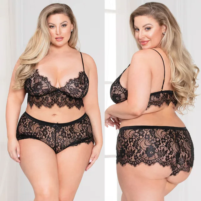 Plus Size Women Underwear Lace Sexy Lingerie Porn Bra Lenceria Briefs Sex  Underwear Set Sleepwear Perspective Erotic Costumes - AliExpress