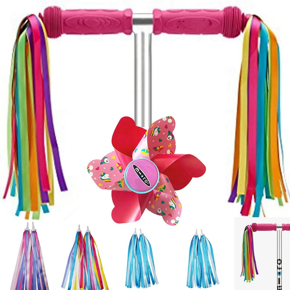 PVC Outdoor Colorful Bike Bicycle Handlebar Tassels Scooter Basket Retro Hanging Decoration for Kids Girls Boys | Спорт и