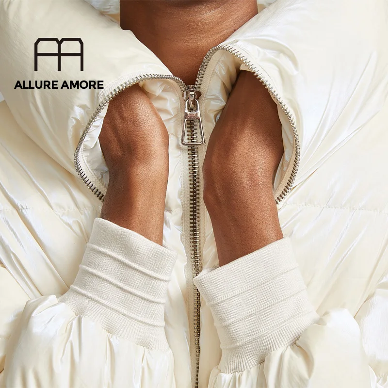 Allure Amore, женский пуховик, зимняя куртка для женщин, большой размер, толстый пуховик, белый утиный пух, пальто, водонепроницаемая верхняя одежда
