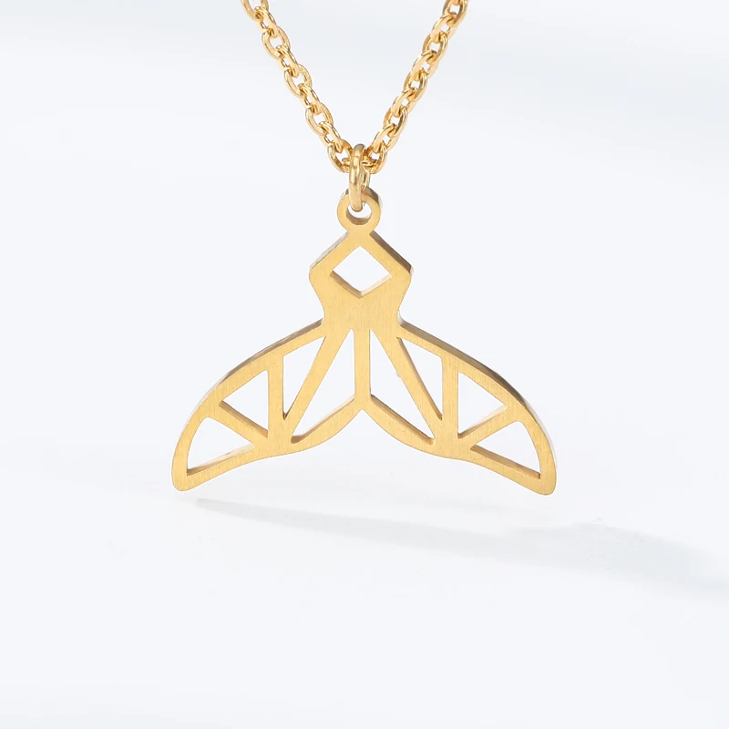 Ожерелье из нержавеющей стали золотого цвета оригами Простой хвост русалки