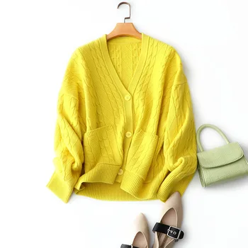 

Women's Korean-Style Loose Lazy Cardigan Vintage Single Breasted Women's Cardigan with Sleeve Fall 2020 Women Clothing