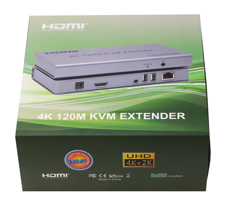 4K HDMI удлинитель KVM Поддержка USB мышь расширение клавиатуры 120 м RJ45 UTP Ethernet кабель CAT 5E 6 6A 6E Cat6 шнур ПК к телевизору HD tv - Цвет: Has Packing Box