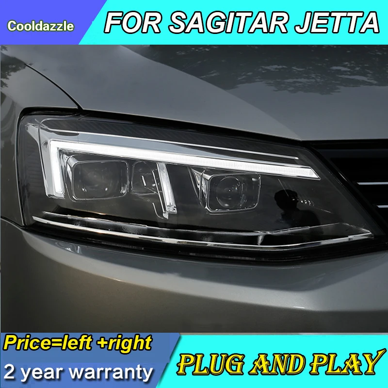 1 пара для нового дизайна светодиодный фонарь для Volkswagen для Jetta MK6/Sagitar светодиодный головной фонарь передний свет 2012- года