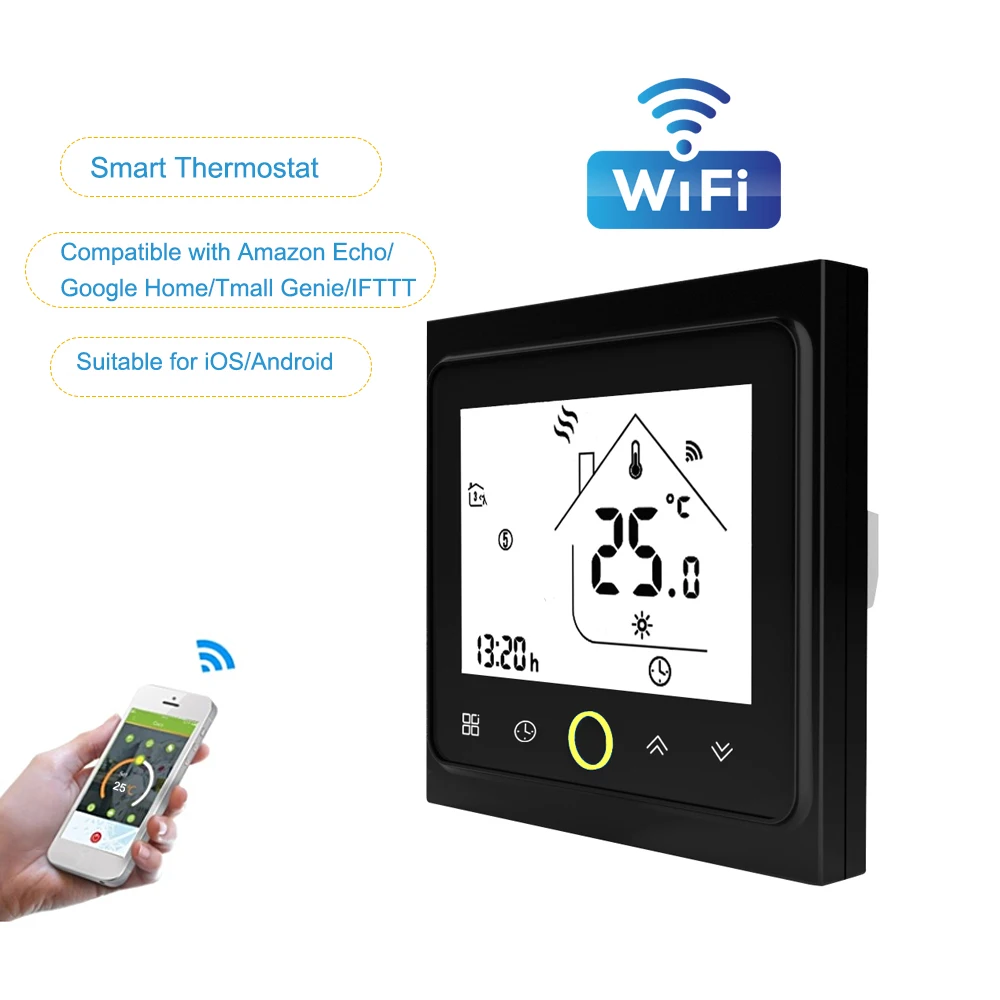 

Hot New WiFi Thermostat with Touchscreen LCD Display Weekly Programmable Energy Saving Smart Temperature Controller for Water/Ga