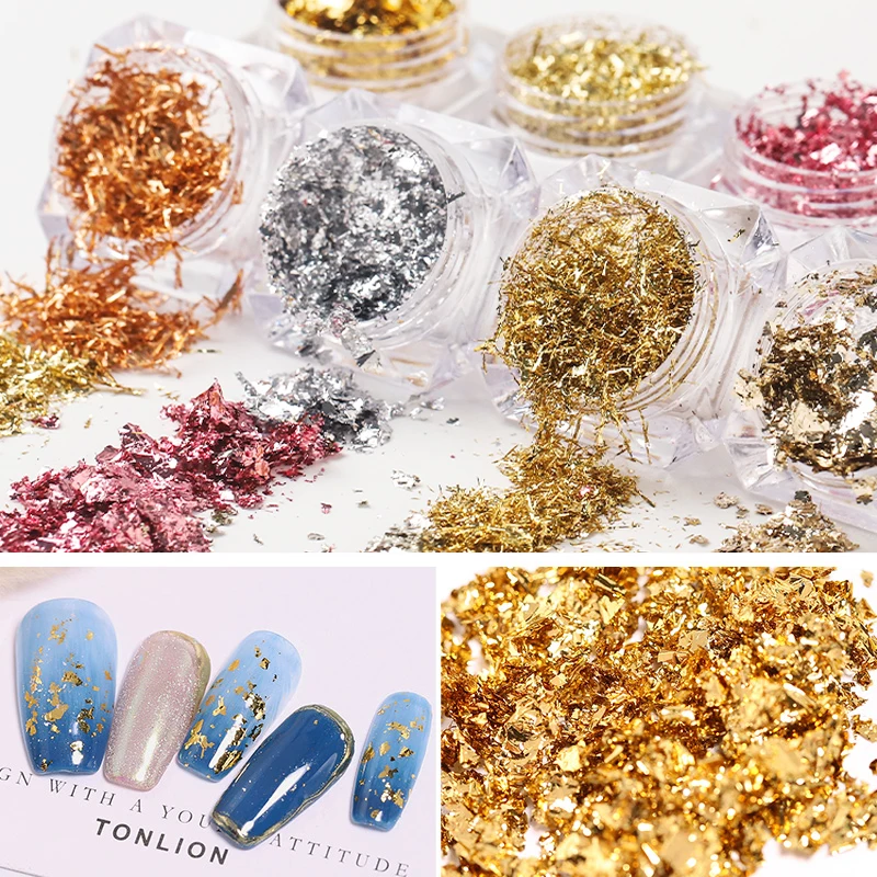 Nail Art Gold Silver Foil Paper 3D Irregular Aluminum Sticker DIY Manicure Glitter UV Gel Polish Nail Decoration Tools nail decoration,nail decorations,nail glitter