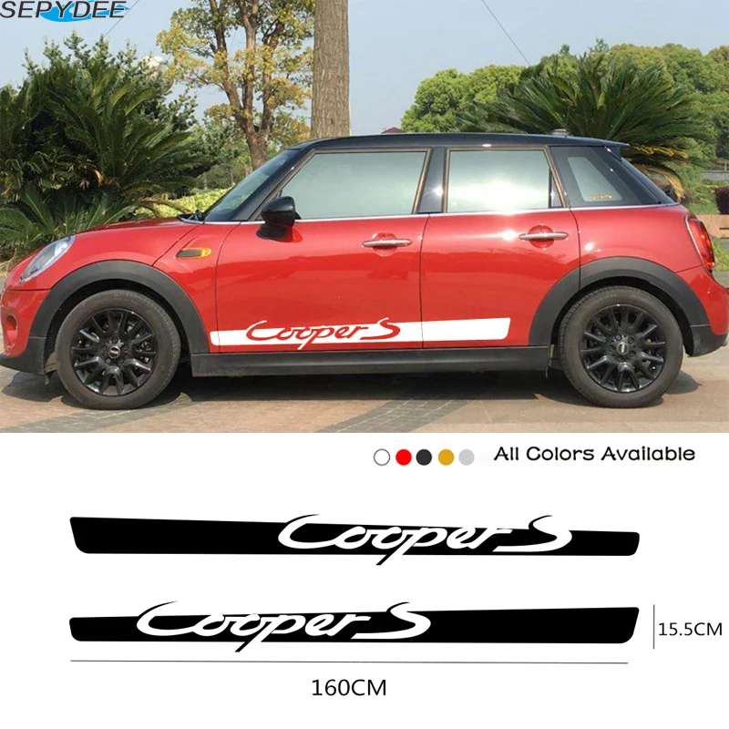 

2Pcs Car Side Door Body Waist Skirt Decal Stickers Trim For MINI Cooper Clubman Counrtyman F54 F55 F60 R55 R56 R60 Accessories