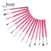 Jessup Brush Professional Eye Makeup Brush Set 15Pcs Rose-carmine Natural-synthetic hairEyebrow liner Shader Cosmetic Kit T197 1