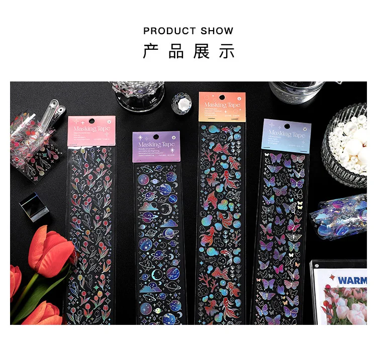 60mm*350mm Strip PET Washi Tape Colorful Butterfly Stars 4 H6429ae2a3ab8404e80b3ee68dc38faefA