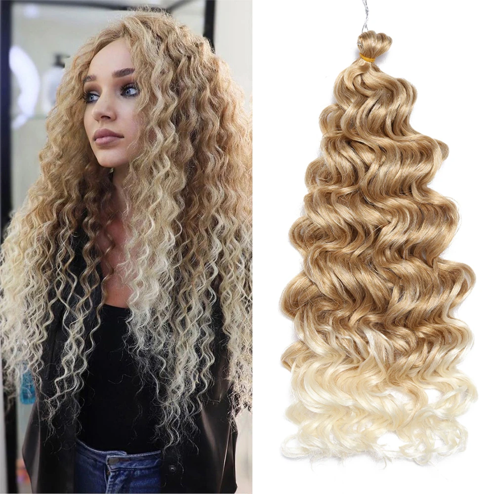 Capelli Sintetici Ocean Wave Crochet Hair Afro Riccioli Hawaii Intrecciare I Capelli Per Le Donne Zizi Crochet Trecce Deep Wave Twist Extension