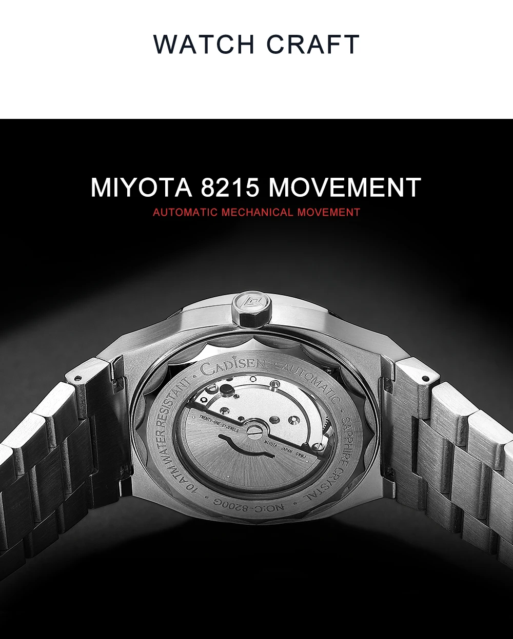 2021 New CADISEN German design Mechanical Wristwatch men Luxury Automatic watch for men Stainless steel 10 Bar Waterproof Clock
