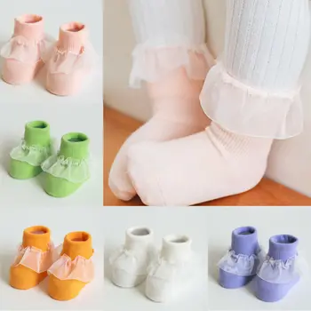 

Princess Baby Socks Casual Lace Sock Cute Baby Girls Anti Slip Warmers Socks Cotton Lace Breathable Tutu Socks Frilly Ankle Sock