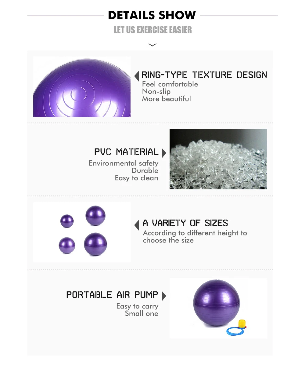 Description Picture 4 of itemBalance Yoga Ball 55-75cm Fitness Yoga Ball,Anti-Slip & Anti-Burst Extra Thick Pregnant Birthing Ball with Air Pump