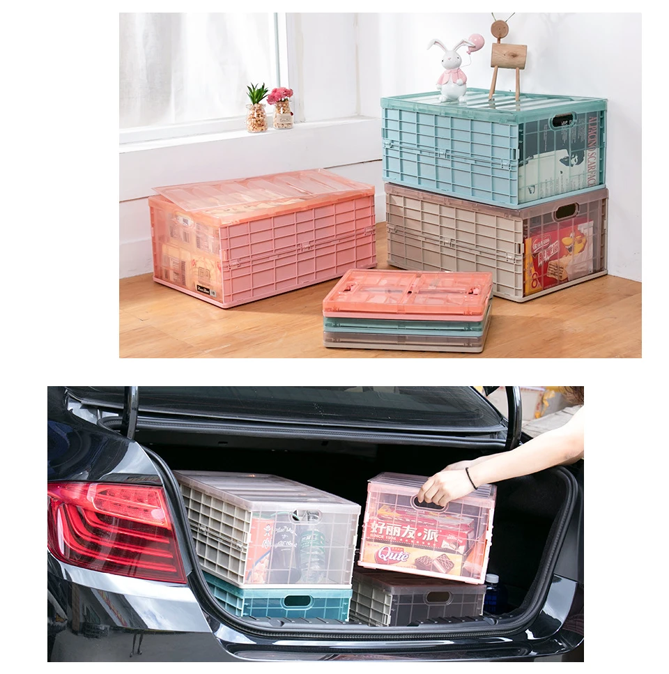 Collapsible Plastic Storage Crate Box Wardrobe Stackable Home Garage Warehouse Desktop Storage Box Car Organizer - Medium 24 Collapsible Plastic Storage Crate Box Wardrobe Stackable Home Garage Warehouse Desktop Storage Box Car Organizer - Medium