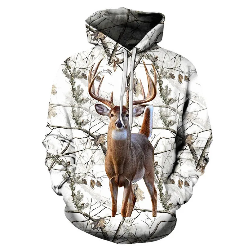 

2020 Trendy Brand Fashion Men Sweatshirt Sika Deer 3d Animal Print Autumn Winter New Hoody Street Pullovers Plus Size Hoodie