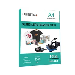 100 Sheets A4 Sublimation Heat Transfer Paper for Polyester Cotton T-Shirt Cushion Fabrics Cloth  Mugs Phone Case Printing Desig
