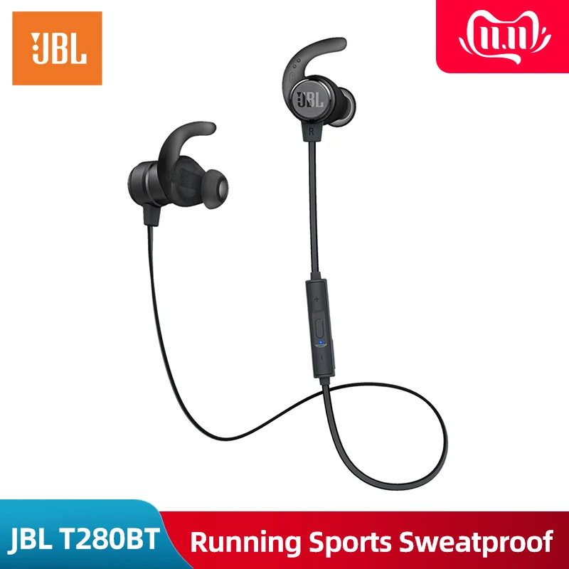 Новые беспроводные bluetooth-наушники JBL T280BT, спортивные наушники для бега, гарнитура с защитой от пота, встроенный регулятор громкости с микрофоном