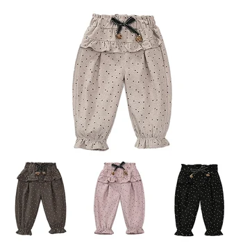 

Autumn Baby Girls Cotton Trousers Polka Dot Pattern Pants Casual Trousers Toddler Clothes