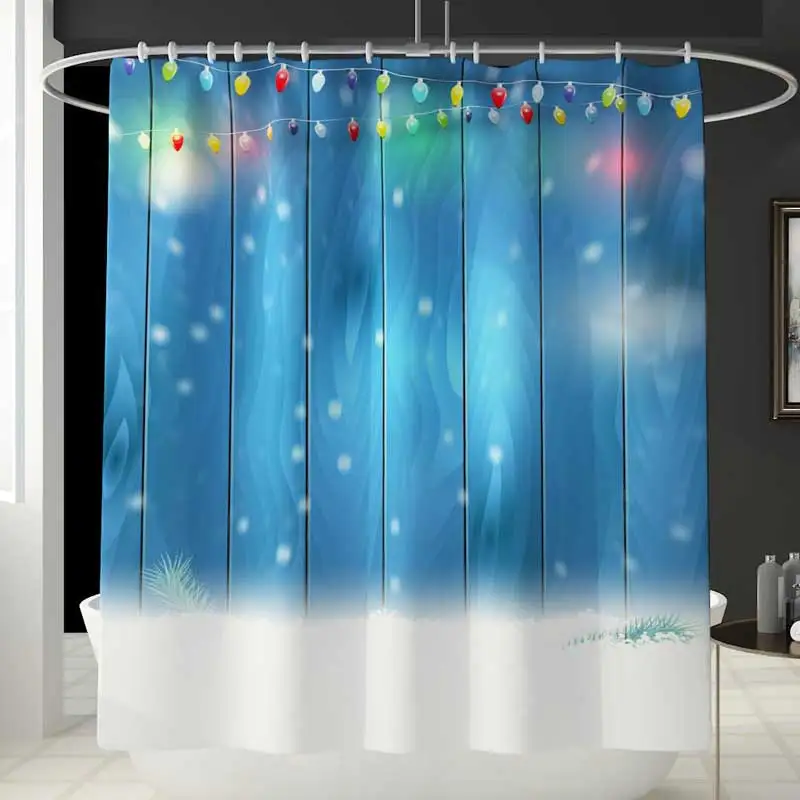 Landscape Print Shower Curtain Floor Mat Carpet Mat Combination Bathroom Toilet Mat Bathroom Curtain Set - Цвет: Curtain