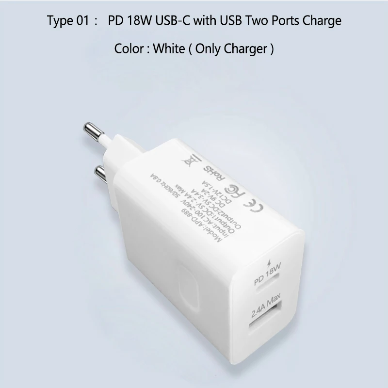 2 Ports Charge Usb type-C кабель для освещения PD 18 Вт Быстрая зарядка для Apple iPhone X 8 Plus Xs 11 Macbook PD зарядное устройство кабель синхронизации данных USB C кабели - Цвет: 2 Ports Charge