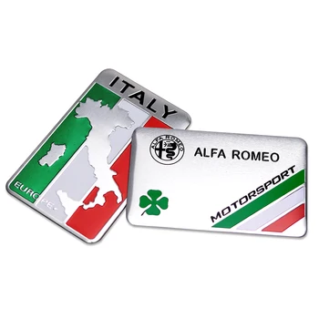 

Car 3D Aluminum Italian Italy Map National Flag Sticker Emblem Clover Decal for Alfa Romeo GT Giulia Giulietta Stelvio Mito