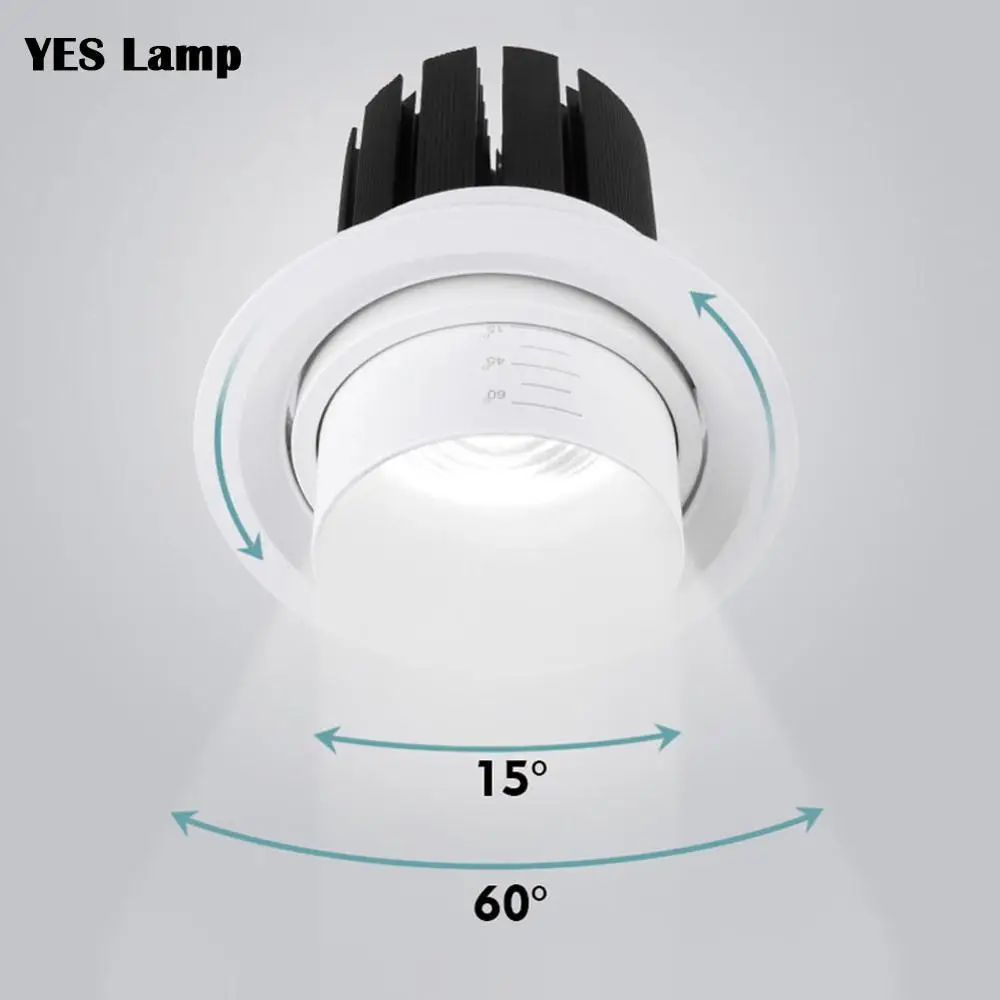 LED Downlight Zoom Angle Adjustable 15/45/60 Degrees Recessed 5W 10W