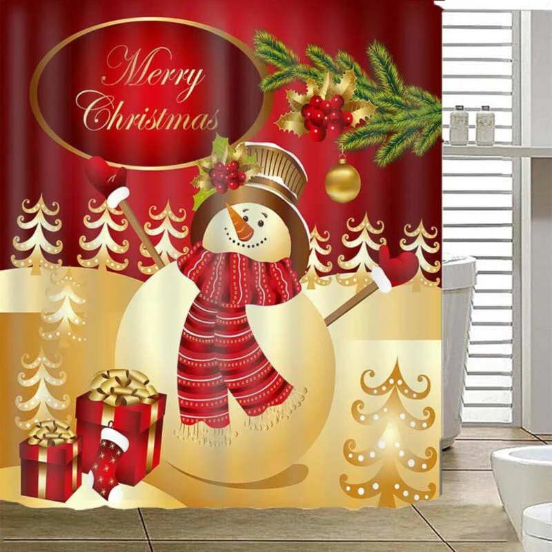 3pcs Christmas Toilet Seat& Cover Snowman Shower Curtain Bathroom Mat Anti-slip Carpet Rug Toilet Cover Kerst Navidad