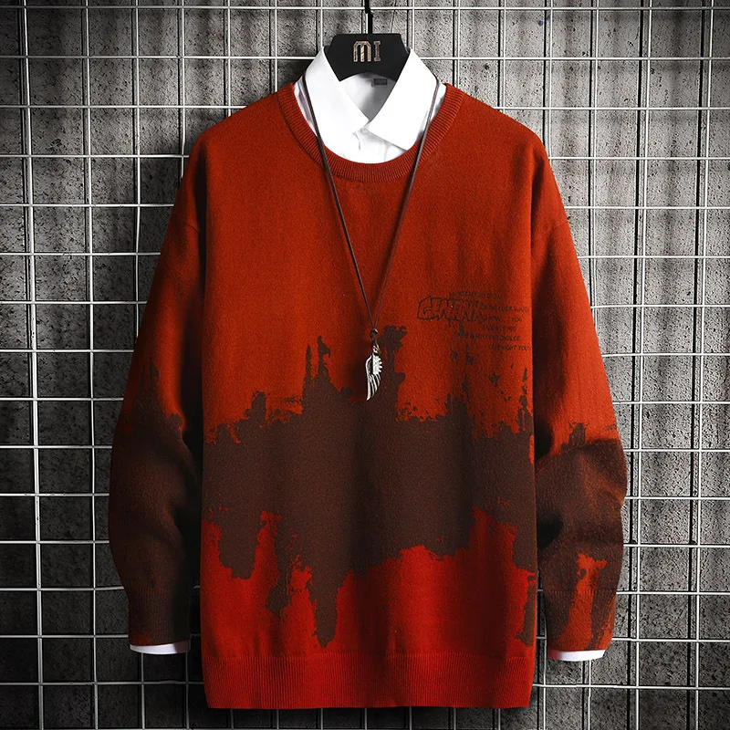 

Sweater Men's Autumn Winter Fashion Korean Version of the Trend of Long-Sleeved Loose Printing Men's Round Neck Casual Sweater