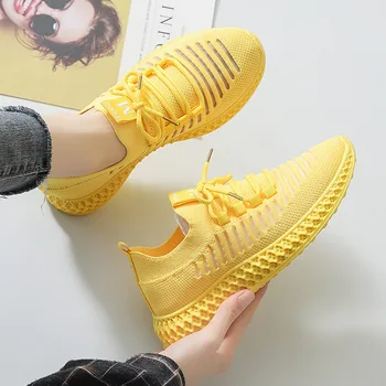 

Breathable Sports Shoes Women 2020 Summer New Wild Flying Woven Runnin Shoes Women Flat Bottom Sneakers
