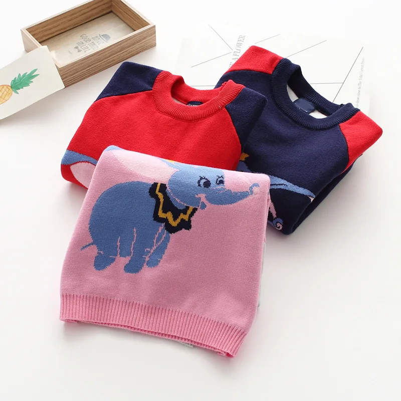 80102 Детский свитер с рисунком Dumbo; сезон осень; свитер-реглан для девочек; детская одежда; 19