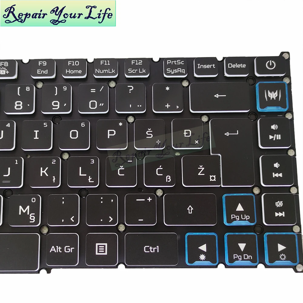 Ulululululgarian Ackteclado sem Iluminação para Cer Cer Ririton 500 Pt51551 Rrvatski Lack Falta Teclados Borda Azul Branco Lg40-p90brl Nsk-rnabw - Imagem 3