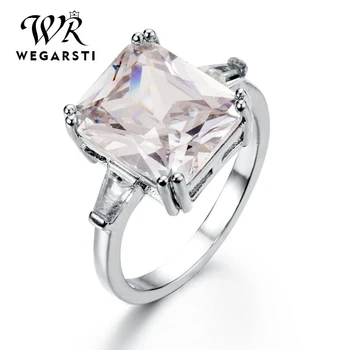

WEGARSTI Classic Luxury Real Solid 925 Sterling Silver Ring Square Zircon Wedding Jewelry Ring Engagement For Women Fine Jewelry
