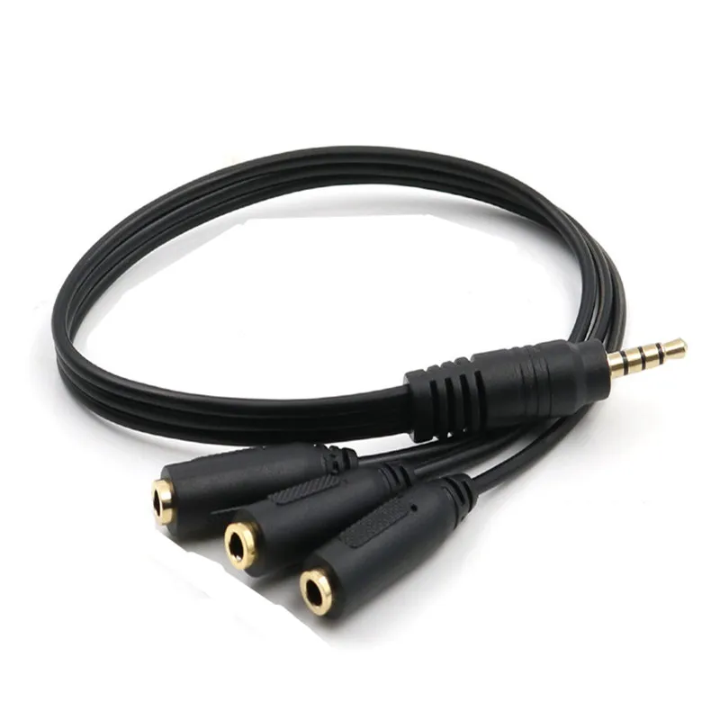 3.5mm 1 To 3 Splitter Cable 30cm 1/8 Inch Male To 3 Stereo Female Jack  Socket Headphone Splitter Audio Cable 