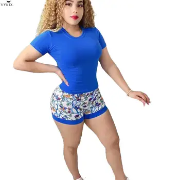 

Tracksuit Women Set Summer Floral Print Tops + Shorts Two Piece Set Suit Night Party Club Outfits Streetwear Sweat Suits Women