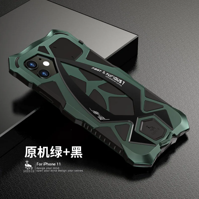 Металлический 360 полный защитный чехол для Iphone 11 чехол Funda Coque для Iphone Xs Xr 11 Pro Max чехол для телефона противоударный чехол Fundas - Цвет: green Black