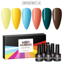 MEET ACROSS 8 мл цветной УФ-гель для ногтей замачиваемый маникюрный лак набор гелей 6 шт. Гель-лак для ногтей Инструменты длительного действия