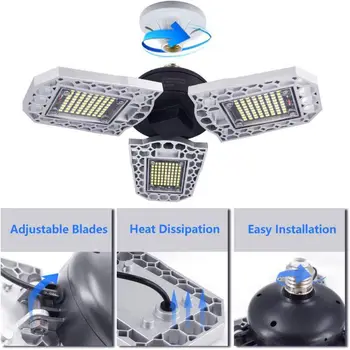 

1PCS Adjustable Angle Ceiling Lamp 60/80/100W LED Garage Light 6000K Deformation Light Cold White/Warm White