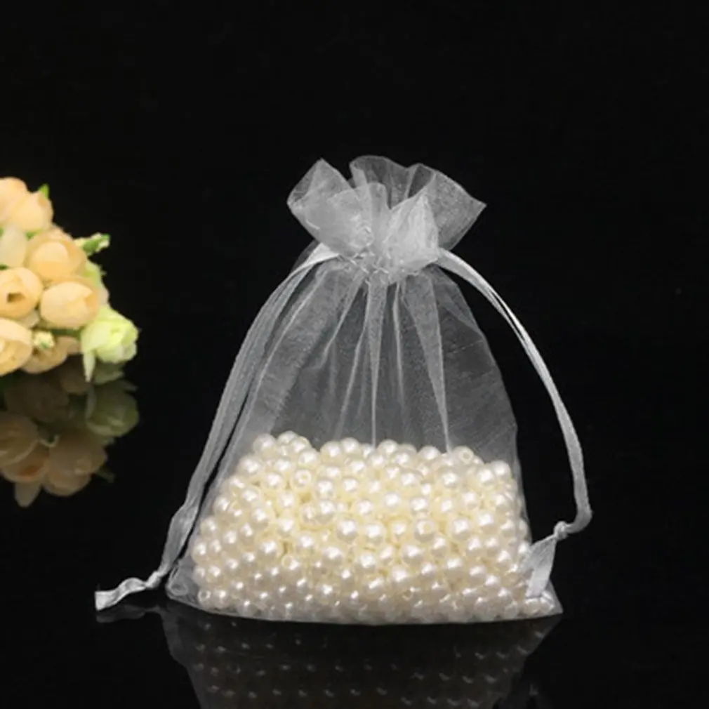 50/10 шт. 9x12 см белые мешочки из органзы сумка-кисет из органзы Мешочки с завязками из органзы для конфет и ювелирных изделий вечерние подарок на свадьбу сумка