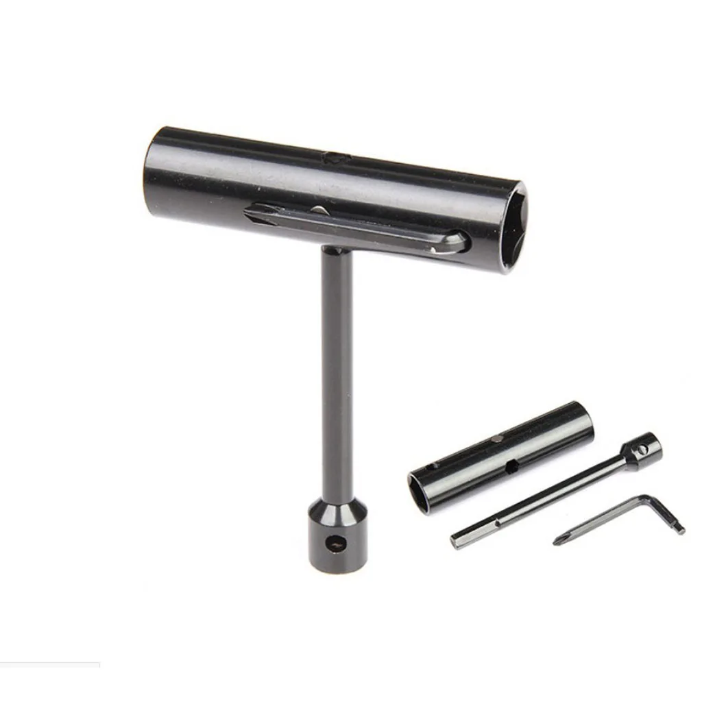 All-in-One Skate Tools, Multi-Function Portable Skateboard T Tool Accessory with L-Type Head Wrench Screwdriver