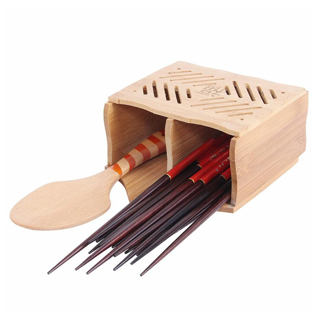 Vintage Cooking Wooden Utensil Set with Holder Flatware Caddy Organizer for Spatula Cooking Mixing Spoon Salad Spoon Fork Holder