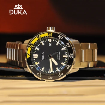 DUKA-2023 최신 기계식 자동 남성 시계, 사파이어 남성 액세서리 NH35 세라믹 베젤 스테인레스 스틸 100M 방수 캘린더