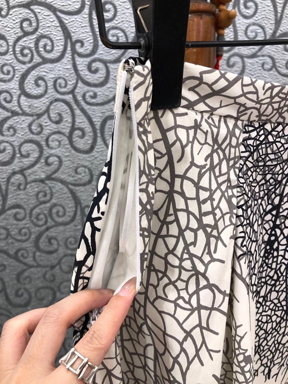 100%Cotton Women's Skirt 2021 Autumn High Quality Clothes Ladies Sexy Wild Prints Pocket Patchwork Large Swing Casual Skirts