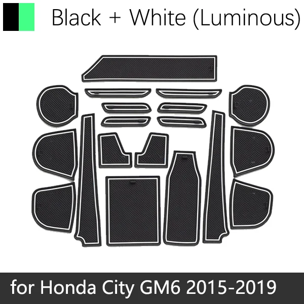 White Luminous Противоскользящая резиновая подушка для чашки, коврик для двери для Honda City GM6~ Grace Ballad аксессуары, коврик для телефона - Название цвета: White Luminous