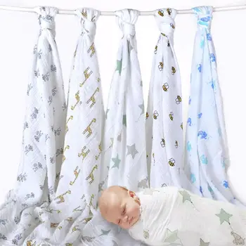 

1pc Cute Newborn Baby Infant Muslin Gauze Cotton Swaddle Blanket Wrapping Baby Care Gauze Accessories Multiple Types Available