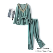 Women Clothing Sets Winter Plus Size Silk Velvet Tops for Women Sleepwear Lingerie Set Velvet Sleepwear Plants Sleep Tops
