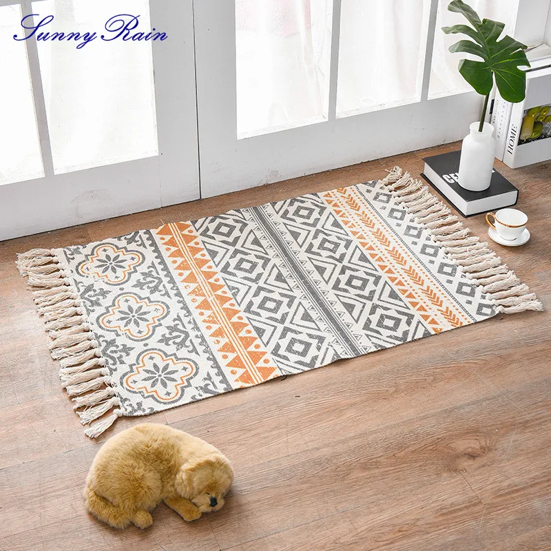 SunnyRain 1 шт. Хлопковый вязаный ковер для спальни коврики для гостиной ванная комната коврик на кухню с Tassle 60x90 см