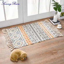 SunnyRain 1 шт. Хлопковый вязаный ковер для спальни коврики для гостиной ванная комната коврик на кухню с Tassle 60x90 см