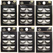 SHIDISHANGPIN, 3 пары, натуральные накладные Искусственные ресницы, длинный макияж, 3d норковые ресницы, ресницы для наращивания, норковые ресницы для красоты